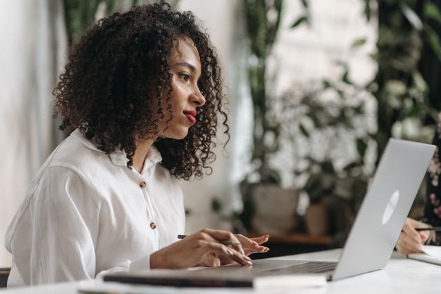 woman on a computer