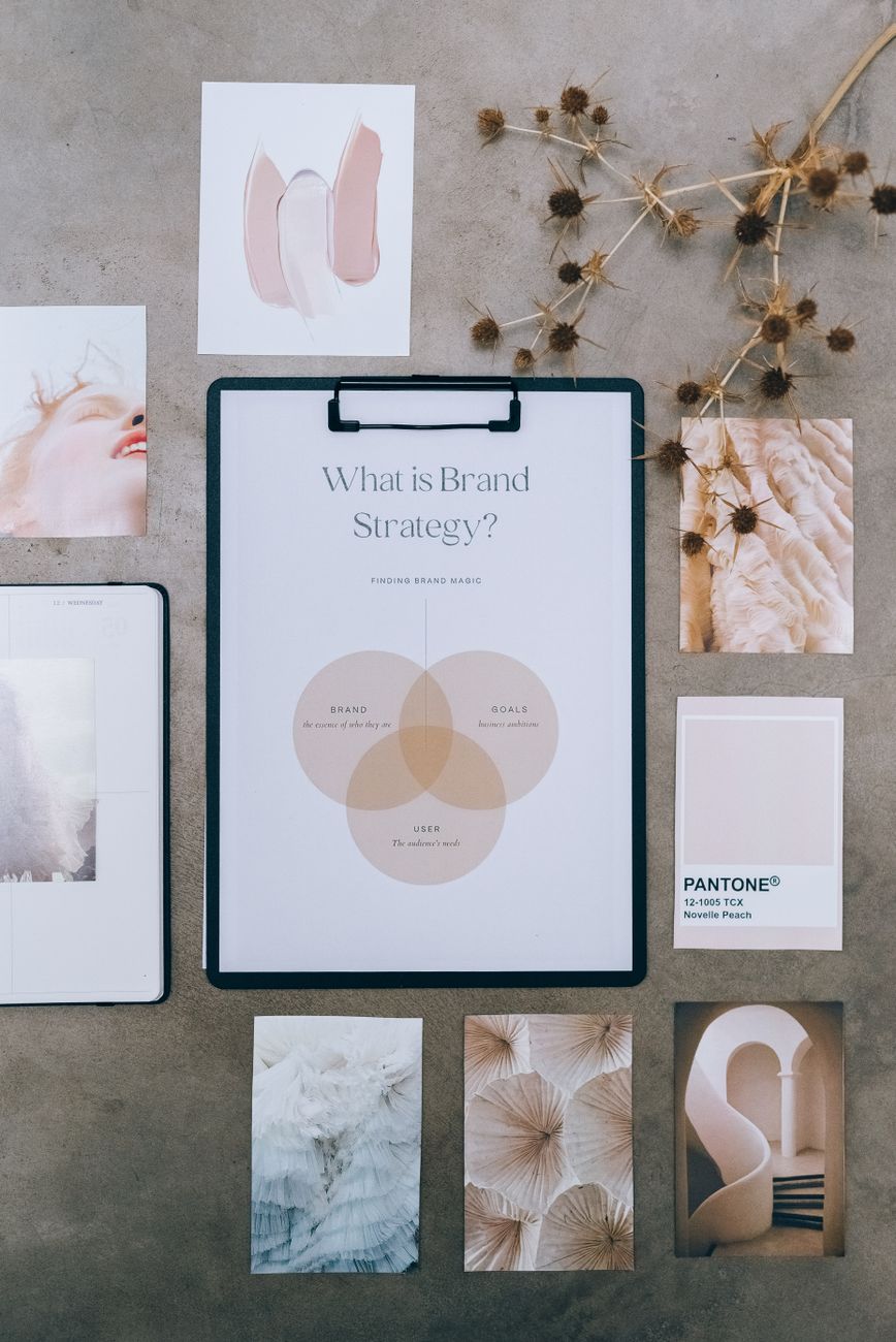 branding company documents on desk